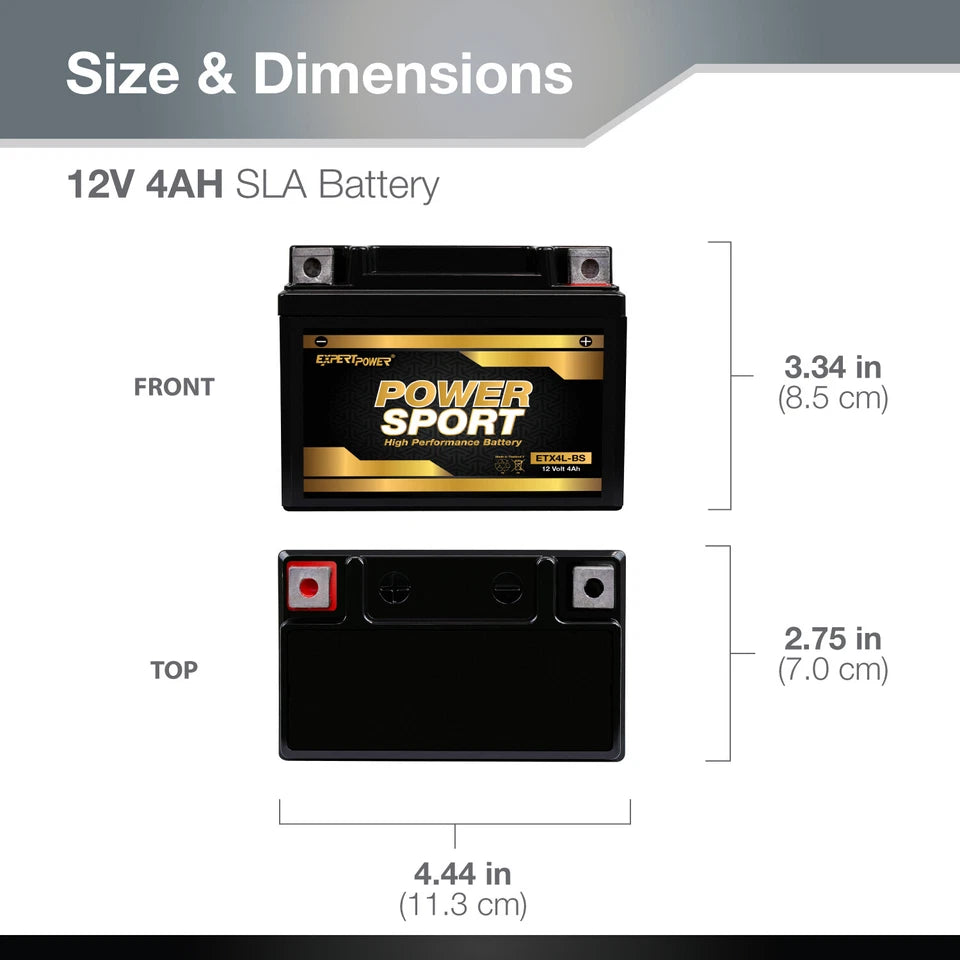 Premium YTX4L BS Replacement Powersports Battery