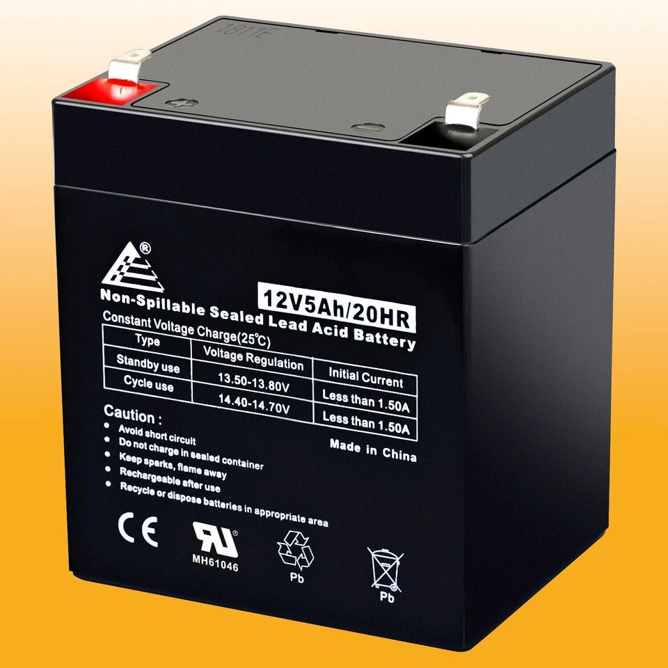 12V 5Ah F1 Sealed Lead Acid Alarm System Battery Compatible with UB1250