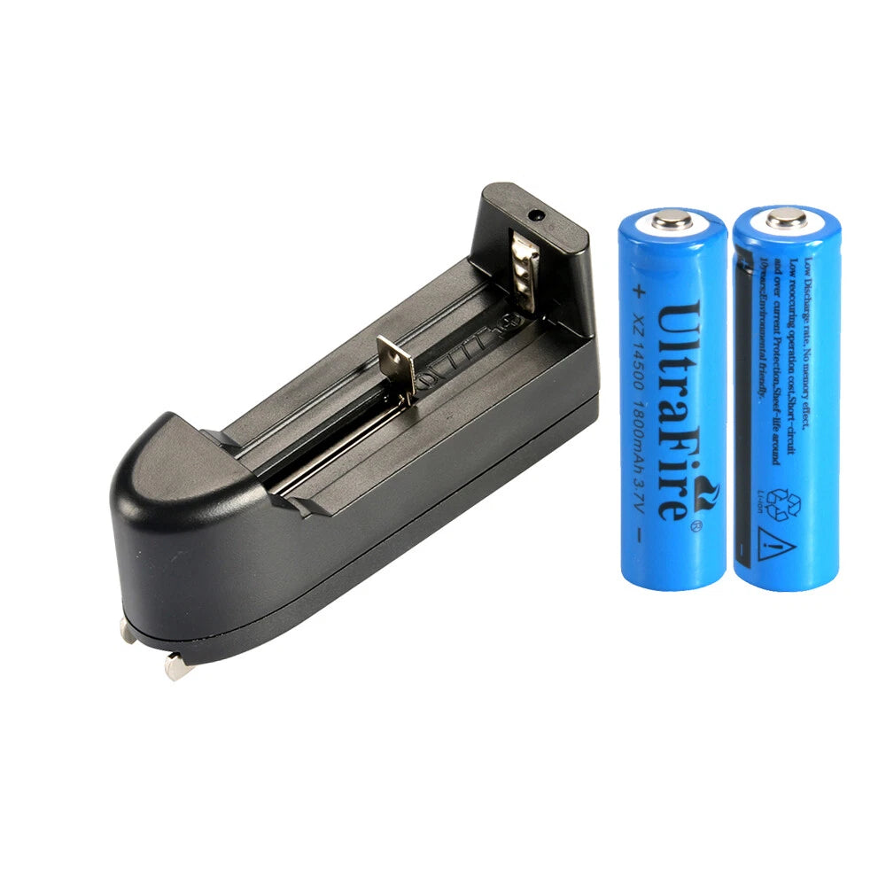 UltraFire 14500 3.7V 1800mAh Li-Ion Rechargeable Battery and Charger Set 2 Pack