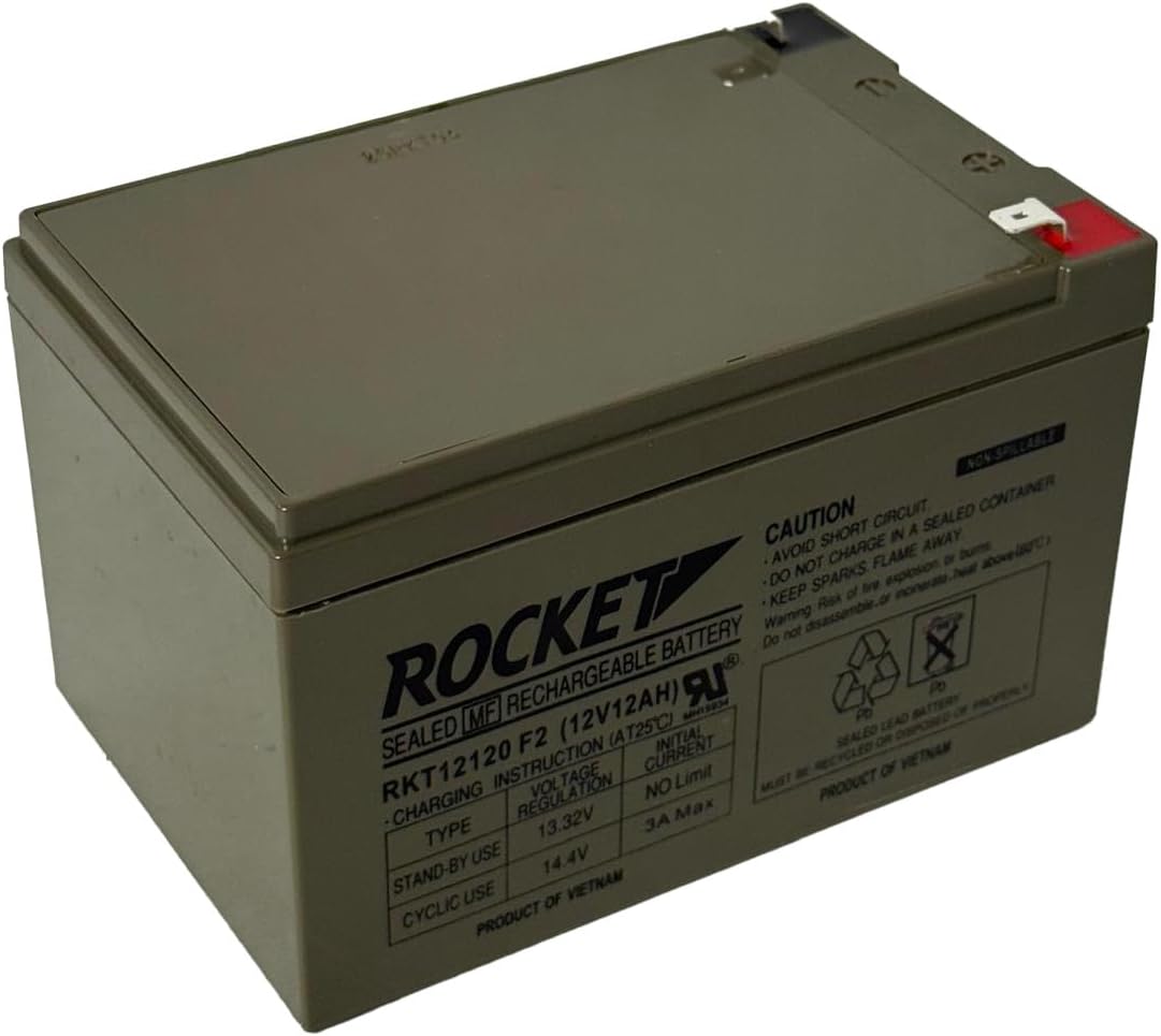 Rocket RKT12120 12V 12Ah sealed lead acid battery with F2 terminals – view 2
