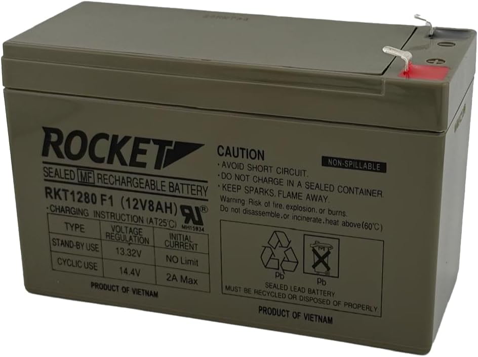 Rocket RKT1280 12V 8Ah sealed lead acid battery with F1 terminals – view 3