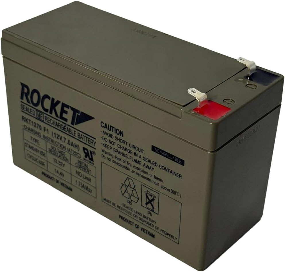 Rocket RKT1270 12V 7Ah sealed lead acid battery with F1 terminals – view 4