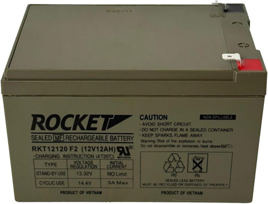 Rocket RKT12120 12V 12Ah sealed lead acid battery with F2 terminals