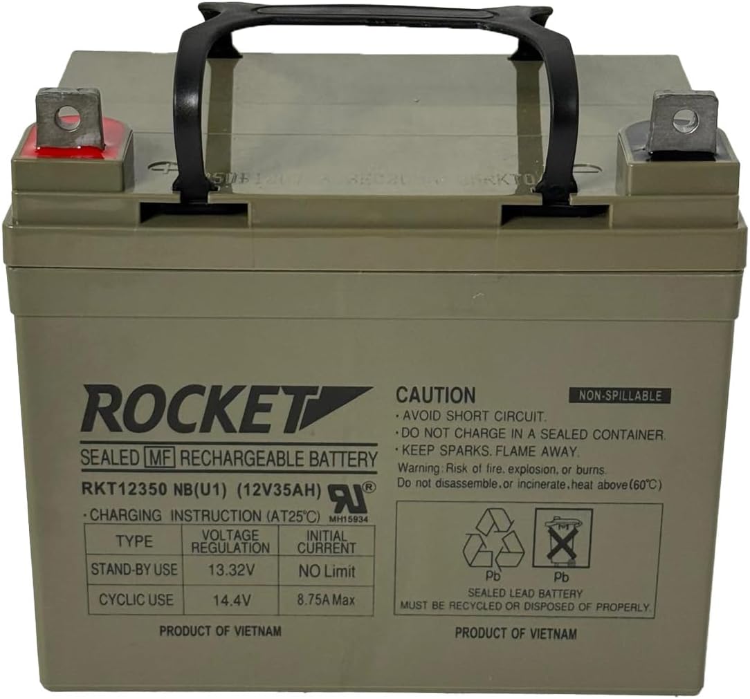 Rocket RKT12350 12V 35Ah U1 sealed lead acid battery with nut and bolt terminals – view 2