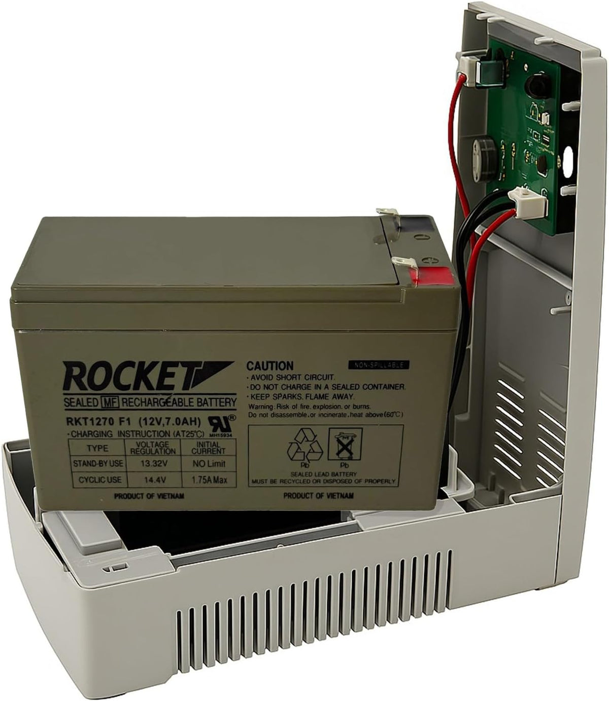 Rocket RKT1270 12V 7Ah sealed lead acid battery with F1 terminals – view 3