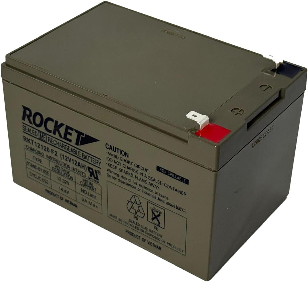 Rocket RKT12120 12V 12Ah sealed lead acid battery with F2 terminals – view 3