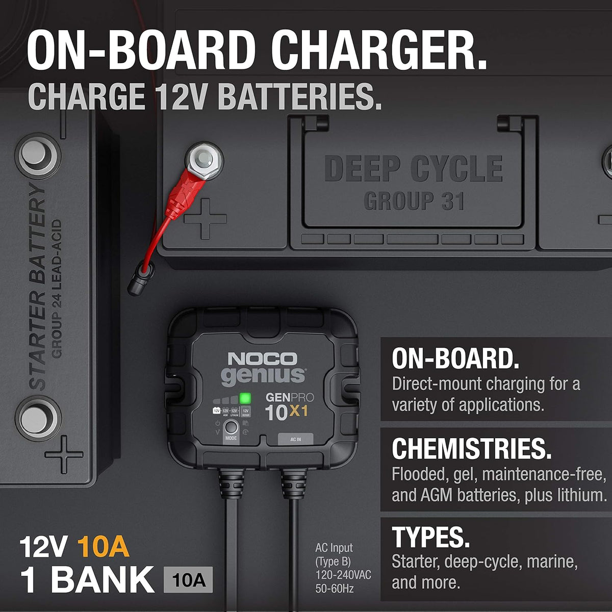 NOCO 1-Bank 10A Onboard Battery Charger