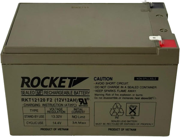 Rocket RKT12120 12V 12Ah sealed lead acid battery with F2 terminals