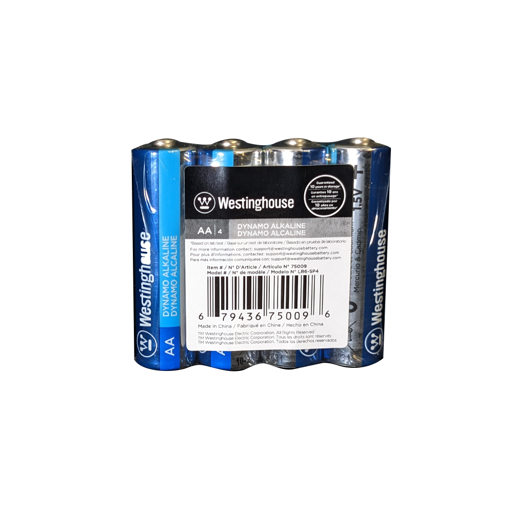 Westinghouse AA Dynamo Alkaline Batteries Pack of 4 Long Lasting Reliable Power for Everyday Devices