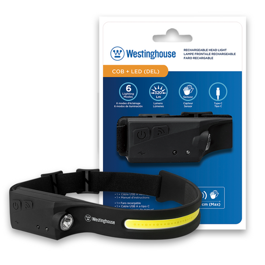 Westinghouse WF218 Rechargeable COB and LED Head Light with Wave Sensor and 6 Lighting Modes for Hands Free Outdoor and Work Use