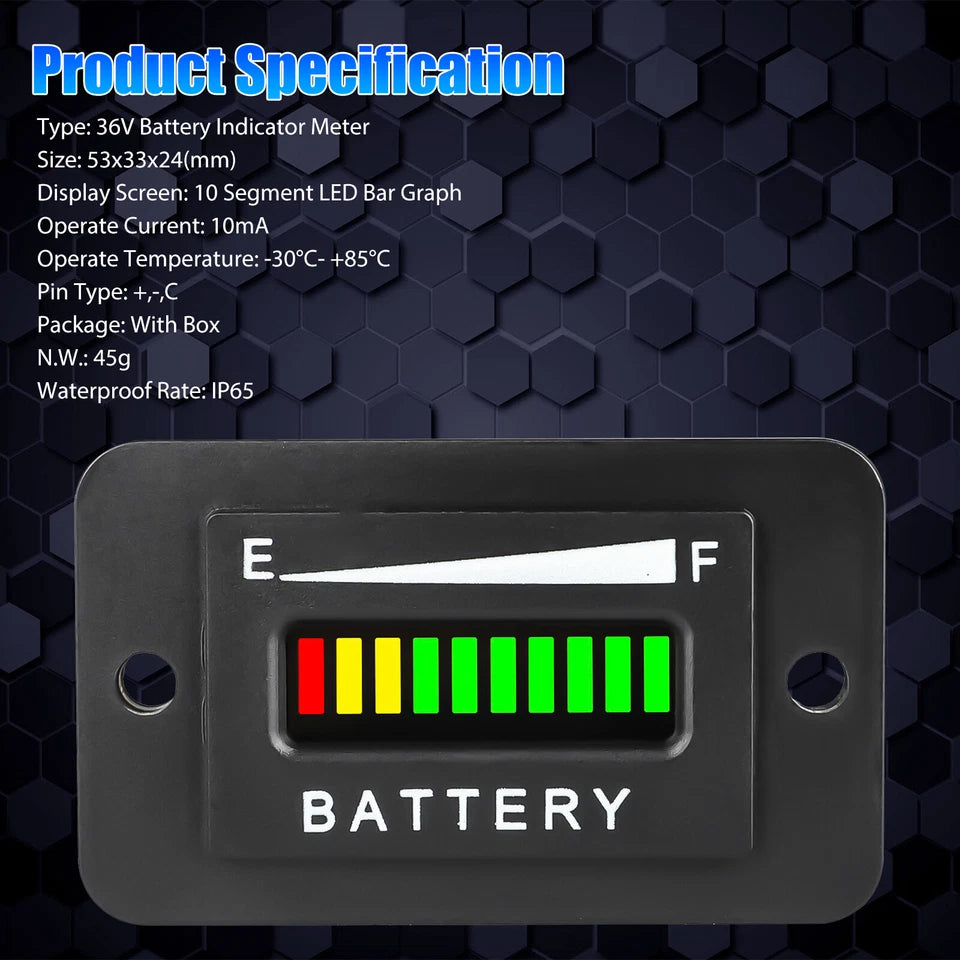 36V Battery Indicator Meter Gauge for EZGO Club Car and Yamaha Golf Carts