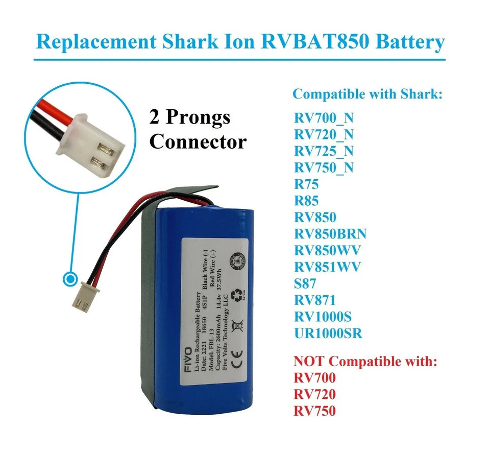 Replacement Battery for Shark Ion R75 RV85 RV850 RV750 N RVBAT850